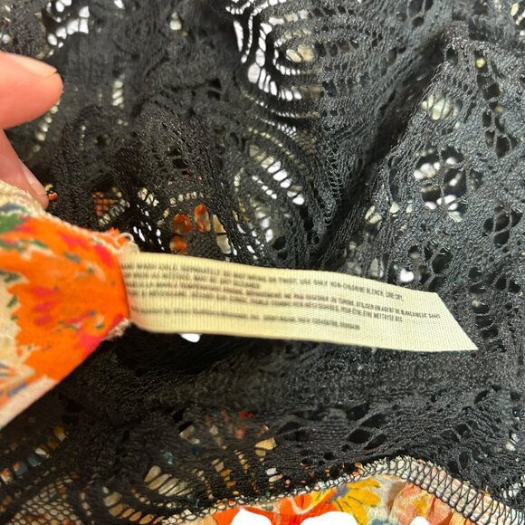 Intimately Free People Orange Floral Ruffle Bodysuit Blouse - Picture 7 of 7